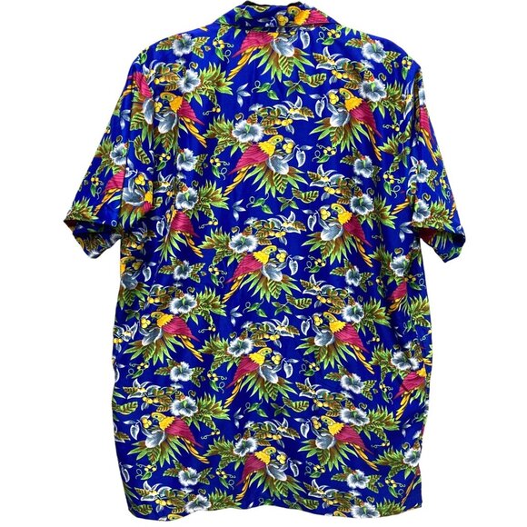 Island Shirtworks Men's Shirt, Size Large, Hawaiian Tropical Birds White Lotus - Picture 5 of 9